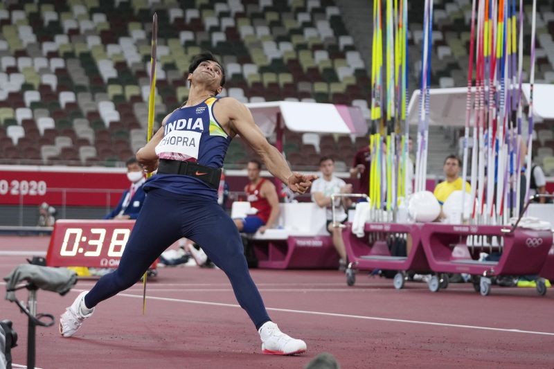 Tokyo: Neeraj Chopra, of India, competes in the men's javelin throw final at the 2020 Summer Olympics, Saturday, Aug. 7, 2021, in Tokyo. AP/PTI