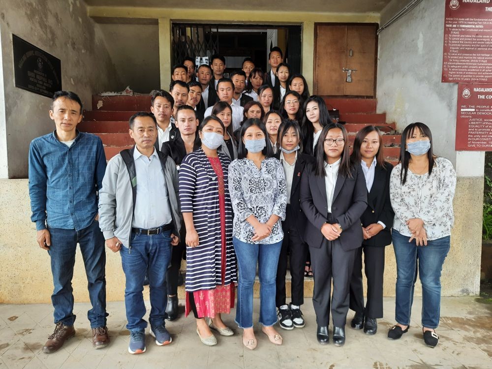 Kohima Law College (KLC) conducted a felicitation programme for the passed out students during the last academic session of Nagaland University declaring the best passed out result percentage where 40 got LL.B degree as regular students and 11 students as repeater and amongst them two of them namely B Chunon Konyak and Abigial Lotha came out in 1st Division. Assistant Professors, Tompok Pongener, Sentitula, Moasenla and Principal, Soni spoke during the programme held on August 19. Closing remark was delivered by the teacher-in-charge for Students’ Welfare, Asst Professor Kezhokhoto Savi. (Photo Courtesy: KLC)