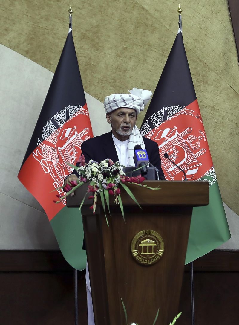 Afghan President Ashraf Ghani speaks at the extraordinary meeting of the Parliament in Kabul, Afghanistan on August 2. (AP/PTI Photo)