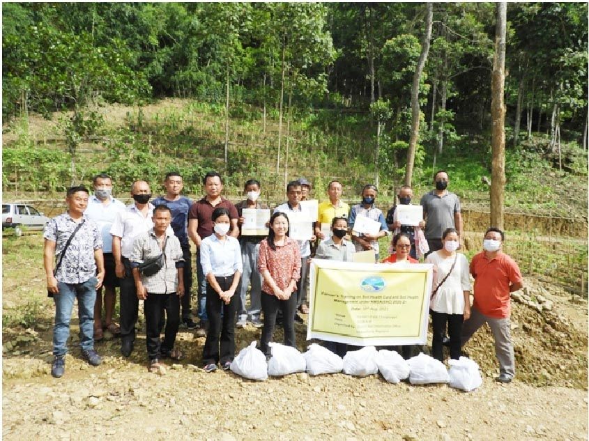 Resource persons and others during the training on Soil Health Card and Soil Health Management under NMSA-SHC 2020-21 at Farmers field, Changtongya on August 10.