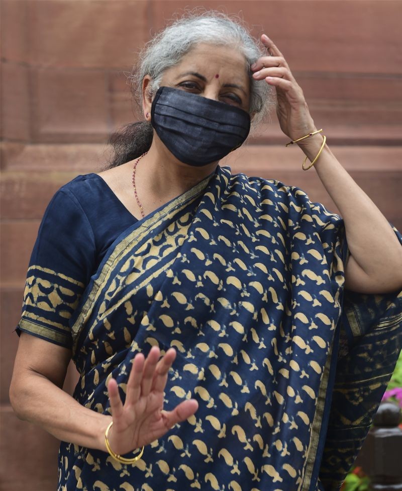 Union Finance Minister Nirmala Sitharaman during the Monsoon Session of Parliament, in New Delhi on August 9, 2021. (PTI Photo)