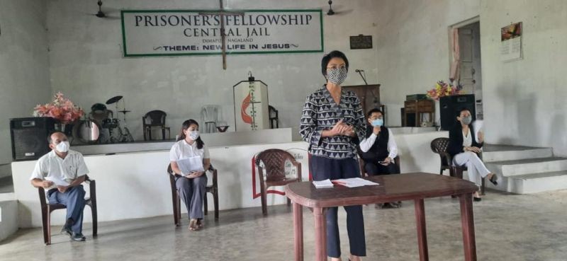 Mezivolu T Therieh addressing the function at Central Jail Dimapur on August 30.