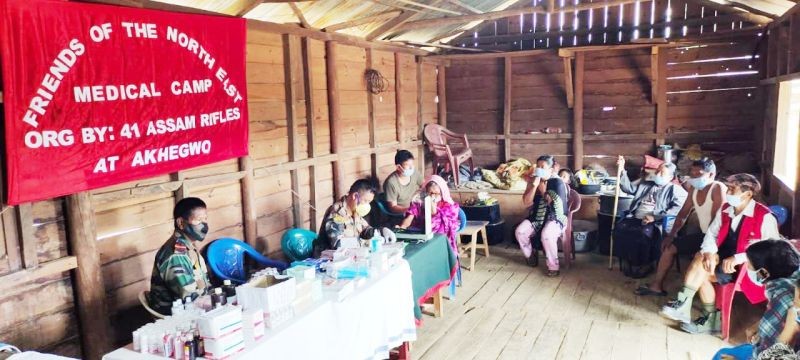 Villagers attend a medical camp organized by the Kiphire Battalion of Assam Rifles in Akhegwo village under Phek district on August 29. (Photo: HQ IGAR-N)
