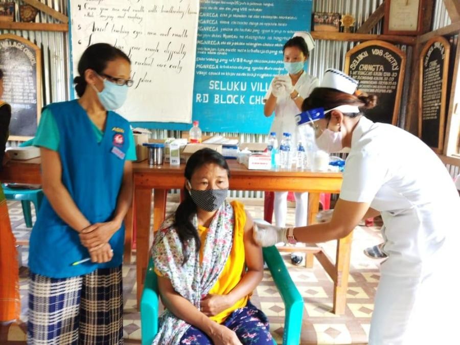 Sensitisation cum COVID-19 Vaccination held at Selukvu Village, Wokha. (Photo Courtesy: twitter@NagalandNhm)