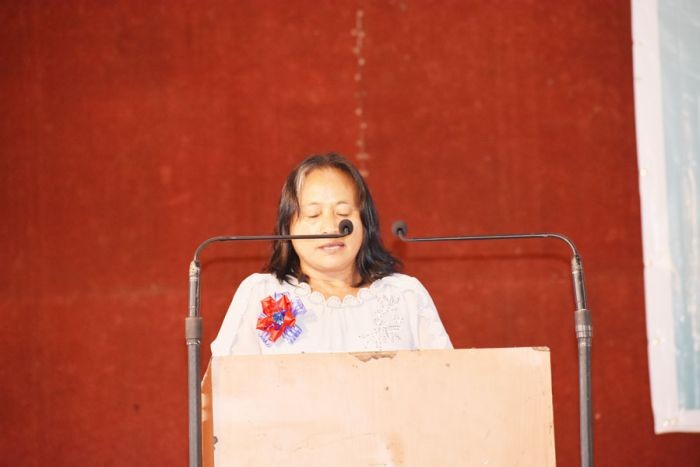 Dr I Asongla Pongen speaking at the 22nd General conference of the Watsü Mungdang, Mokokchung at Town hall on August 27. (Morung Photo)