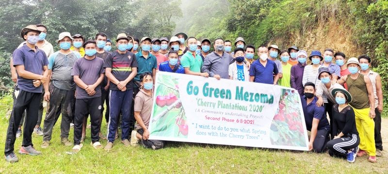 Participants of 2nd second phase of cherry plantation at Mezoma on August 6. (Morung Photo)