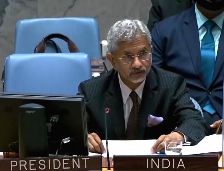 India's External Affairs Minister S. Jaishankar speaks on Thursday, August 19, 2021, at the United Nations Security Council meeting on the threat of terrorism. (UN/IANS File Photo)