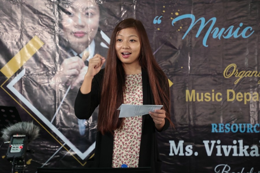 Vivikali K Yeptho speaking at the Satakha Town Baptist Church (STBC) Music Department music workshop on August 3 and 4.