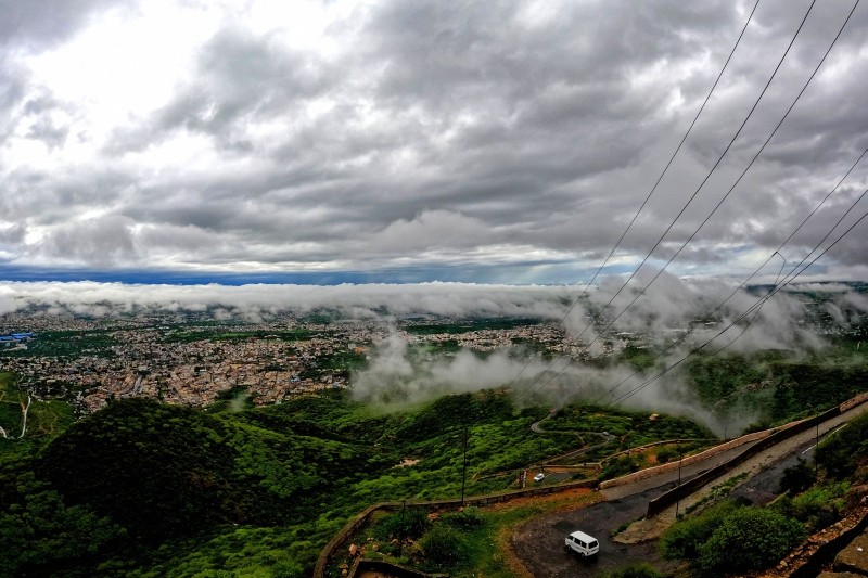 Ajmer: Clouds hover over Ajmer city on a rainy day during the monsoon season, in Ajmer, Sunday, Aug. 1, 2021. (PTI Photo)(