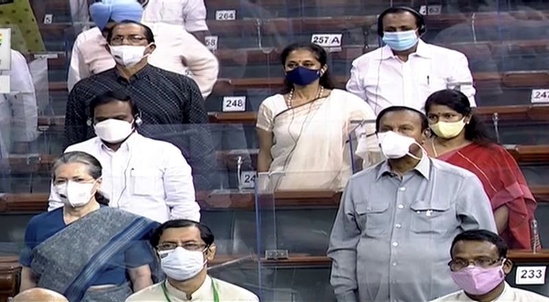 A view of Lok Sabha during the Monsoon Session of Parliament, in New Delhi on August 11, 2021. (LSTV/PTI Photo)