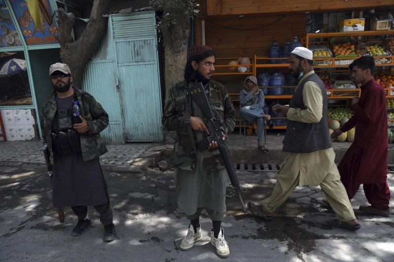 Taliban fighters stand guard at a checkpoint in the Wazir Akbar Khan neighborhood in the city of Kabul, Afghanistan on August 22, 2021. (AP/PTIFile Photo)