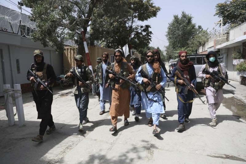 Taliban fighters patrol in the Wazir Akbar Khan neighborhood in the city of Kabul, Afghanistan on August 18, 2021. The Taliban declared an "amnesty" across Afghanistan and urged women to join their government Tuesday, seeking to convince a wary population that they have changed a day after deadly chaos gripped the main airport as desperate crowds tried to flee the country. (AP Photo)