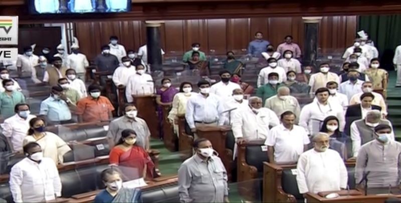 A view of Lok Sabha during the Monsoon Session of Parliament, in New Delhi on August 11, 2021. (LSTV/PTI Photo)
