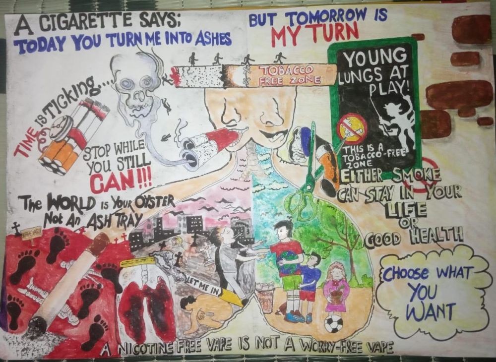 Atsala S Sangtam’s poster was adjudged 1st position during the World No Tobacco Day online poster campaign initiated by MSK, Sakhi-OSC in collaboration with District Administration & NTCP, Kiphire in May 2020. (Photo Courtesy: twitter@DCkiphire)