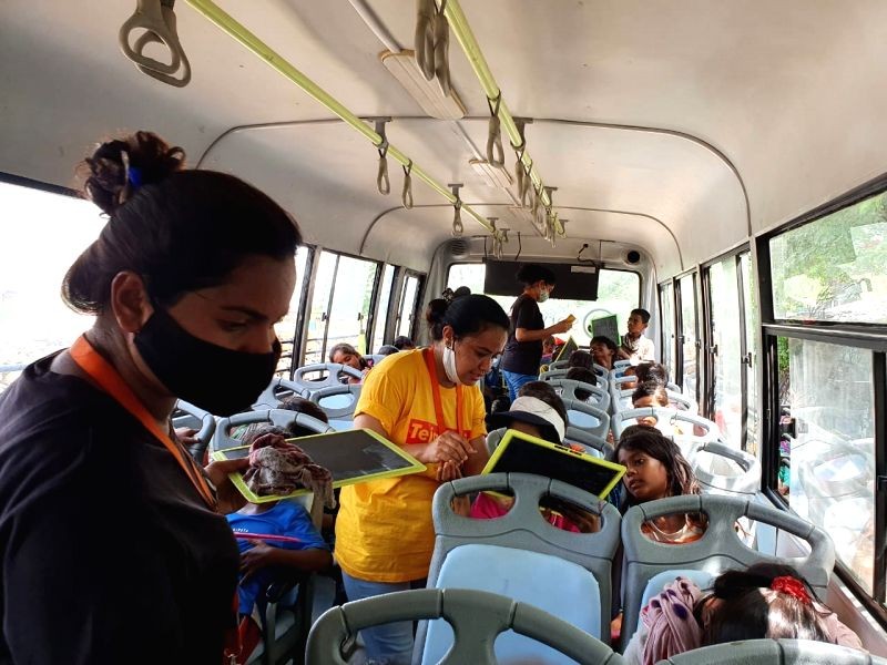 Classroom in Bus boon for the deprived children. (IANS Photo)