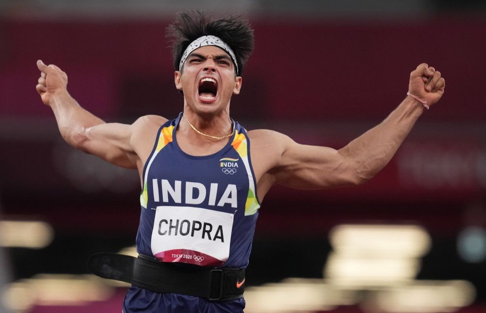 Tokyo: India's Neeraj Chopra reacts as he competes in the final of the men's javelin throw event at the 2020 Summer Olympics, in Tokyo, Saturday, Aug. 7, 2021. (PTI Photo/Gurinder Osan)