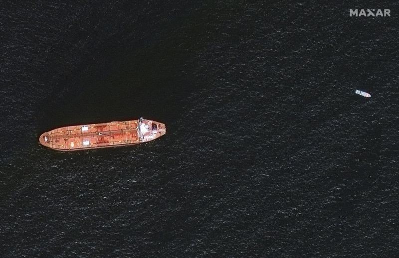 In this image provided by Maxar Technologies, the oil tanker Mercer Street is seen off the coast of Fujairah, United Arab Emirates on August 4, 2021. The United States, United Kingdom and Israel blame Iran for an attack on the Mercer Street off Oman that killed two people amid tensions over Tehran's tattered nuclear deal with world powers. Iran has denied being involved. (AP Photo)
