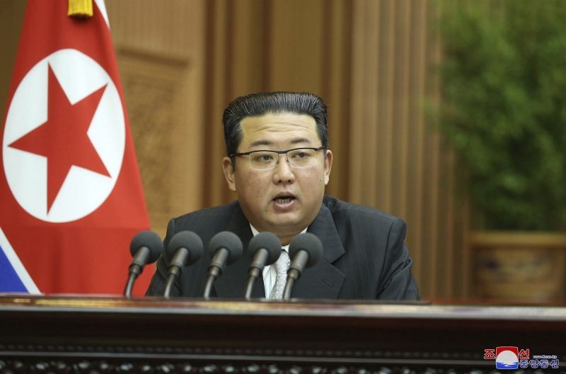 In this photo provided by the North Korean government, North Korean leader Kim Jong Un speaks during a parliament meeting in Pyongyang, North Korea on September 29, 2021. (AP/PTI Photo)