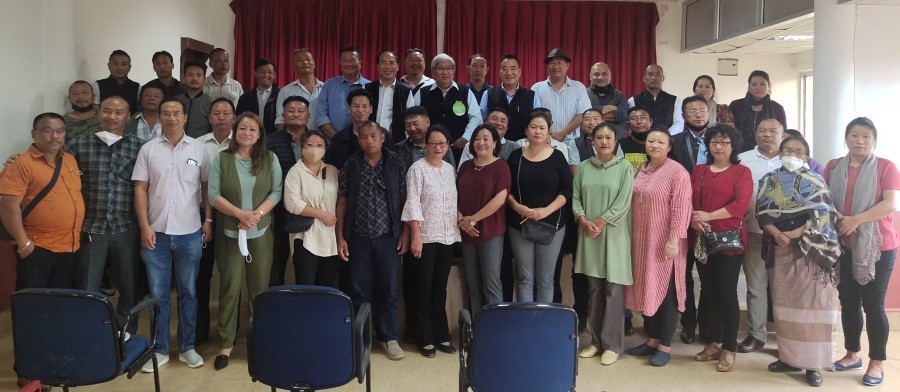 Advisor Dr Neikiesalie Kire, NDPP General Secretary Prasielie Pienyü and officials of NDPP Kohima Region and its frontal organizations during the consultative meeting on September 29.