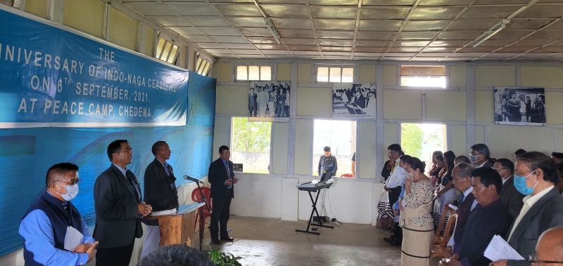 Mass prayer for peace during the 57th anniversary of Indo-Naga Ceasefire at Chedema Peace Camp on September 6. (Morung Photo)
