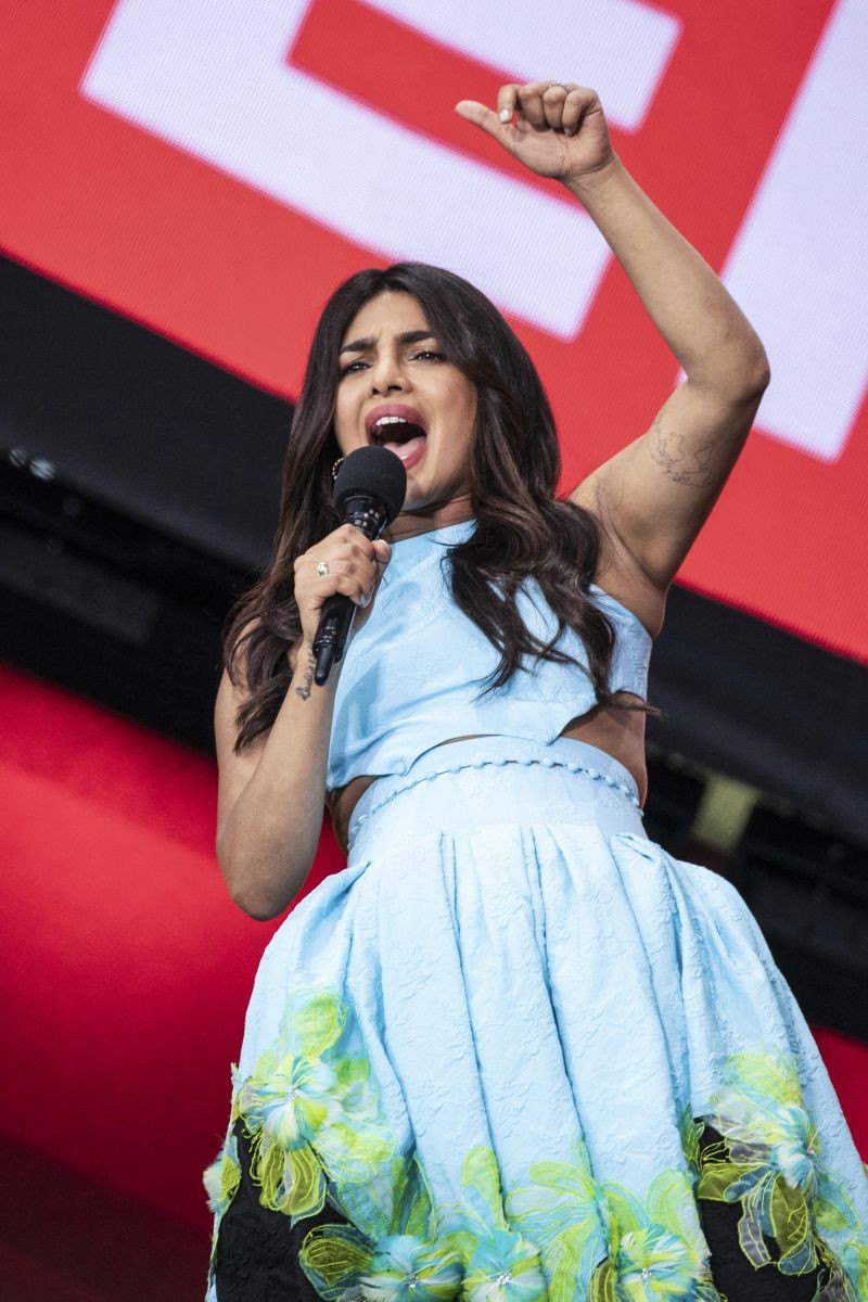 Paris: Host Priyanka Chopra speaks to the audience at the Global Citizen Live concert in Paris. (AP/PTI Photo)