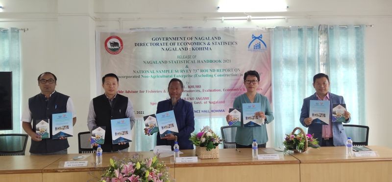 L Khumo, Kevileno Angami with officials of Directorate of Economic & Statistics during the release of two publications on September 21.