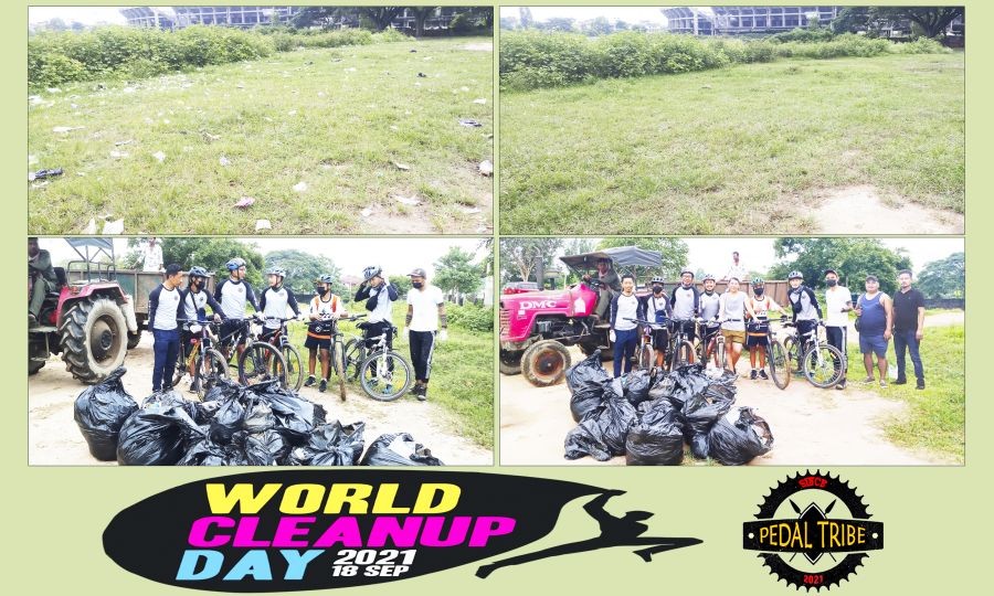 Members of the Pedal Tribe cycling team cleaned up plastic waste at State Stadium, Dimapur, commemorating World Cleanup Day 2021. The Pedal Tribe thanked DMC for providing the garbage pickup vehicle to dispose the collected waste and some morning joggers who helped in collecting the waste. Formed in June 2021, Pedal Tribe’s motto is 'Ride Bicycle. Save Environment. Stay Fit’. (Photo Courtesy: Pedal Tribe)