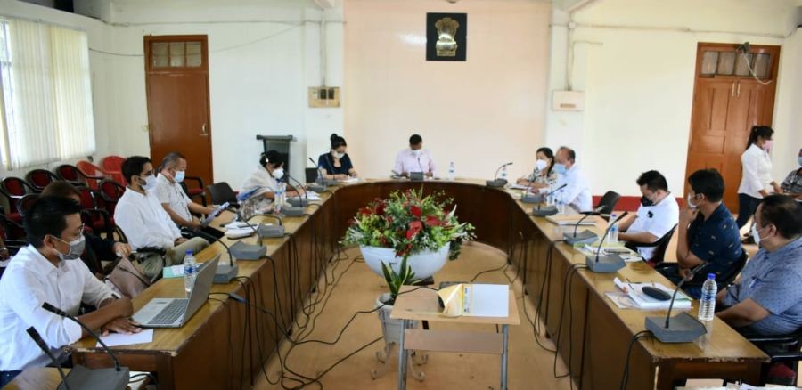 DC Dimapur Rajesh Soundararajan chairing the 2nd quarterly meeting of NTEP, NTCP and DAPCC on September 14 in the conference hall of DC Dimapur. (DIPR Photo)