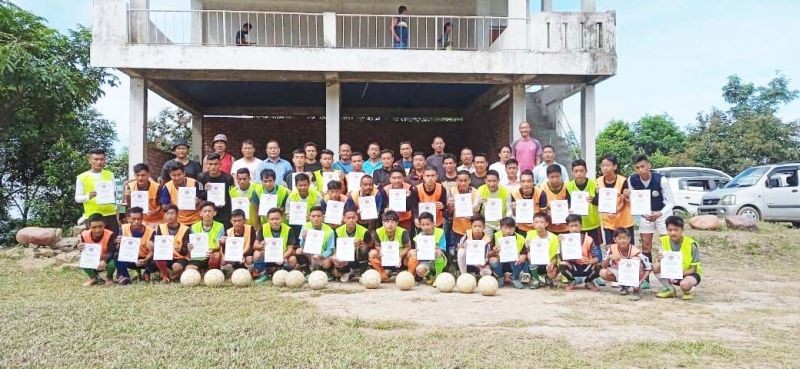 MVC chairman Vitsalhou Kesiezie with MYO officials and participants of the coaching camp on September 11.