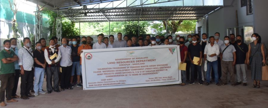 DC Dimapur Rajesh Soundararajan IAS along with LRD officials during the culmination programme of PMKSY-Projects in Dimapur district at IMC Hall Dimapur on September 24. (DIPR Photo)