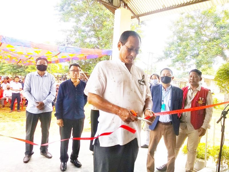 Zhaleo Rio with other officials after inaugurating the new Sadbhav Mandap at Vihokhu on September 4.