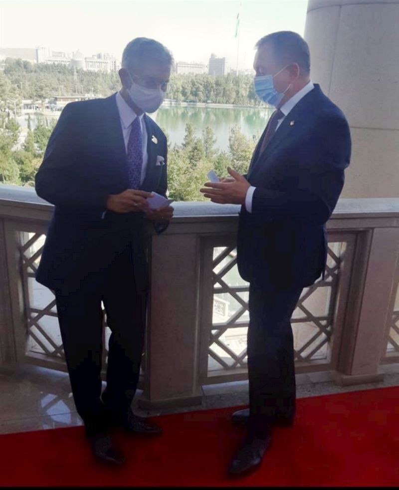 External Affairs Minister S Jaishankar with his Belarus counterpart FM Vladimir Makei during the 21st Meeting of SCO Council of Heads of State in Dushanbe on September 17, 2021. (PTI Photo)