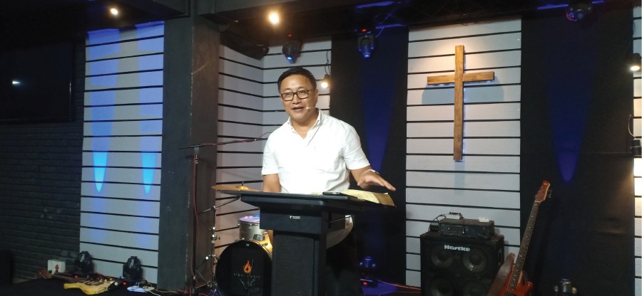 Dr Kethoser Kevishusa delivering sermon at The Lighthouse Church, Dimapur on September 1. (Morung Photo)