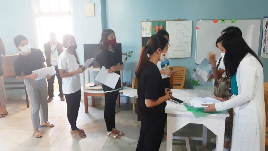 Students turn up for NEET 2021 exam in Kohima on September 12. (Morung Photo)