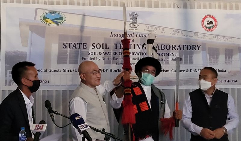 Union Minister G Kishan Reddy and others during the inauguration of the state soil testing laboratory in Kohima on September 24. (Morung Photo)