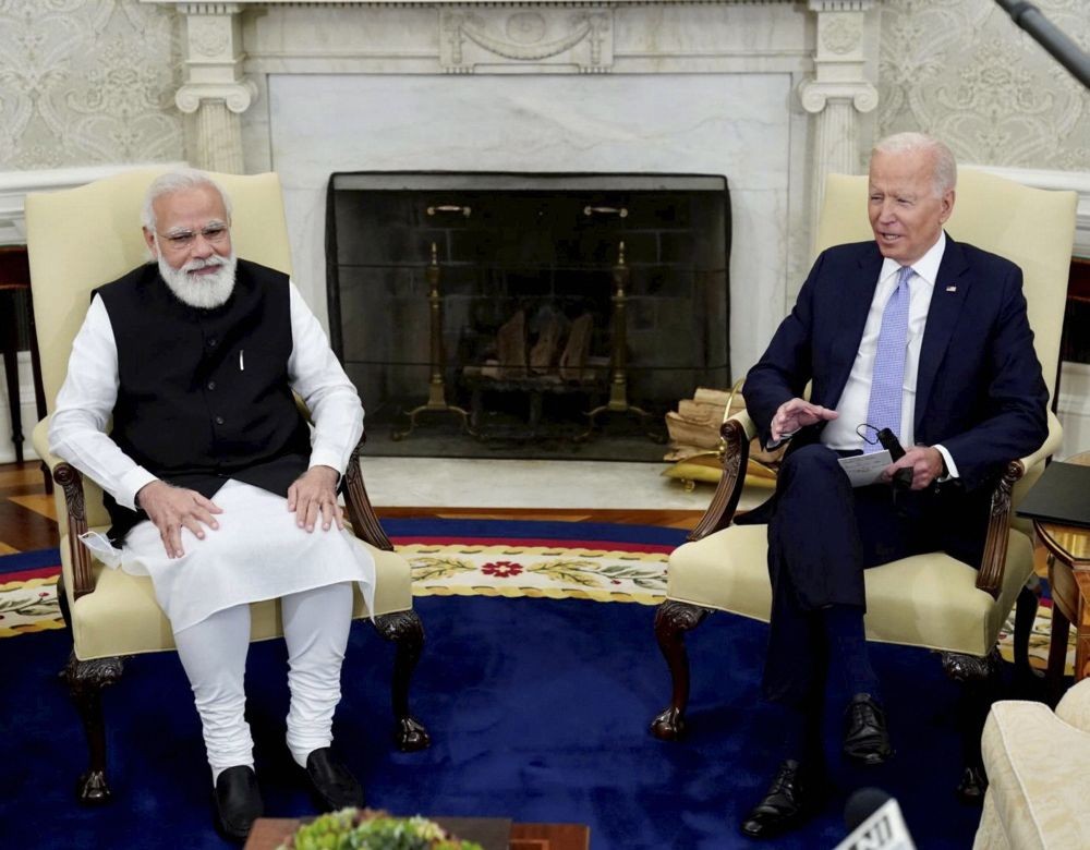 **EDS: TWITTER PHOTO POSTED BY @PMOIndia **  Washington: Prime Minister Narendra Modi with US President Joe Biden meets  in the Oval Office of the White House, Friday, Sept. 24, 2021, in Washington. (PTI Photo)