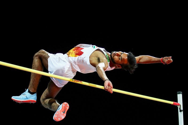 Athlete Praveen Kumar participates in Men’s High Jump T64 event at the Tokyo Paralympics, in Tokyo on September 3, 2021. Kumar won the silver medal. (PTI Photo)