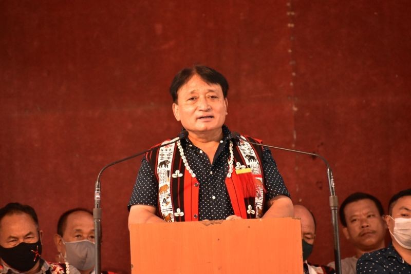 Minister Metsubu Jamir addressing the general conference of Ao Senden which was held at Town hall, Mokokchung on September 3. (Morung Photo)