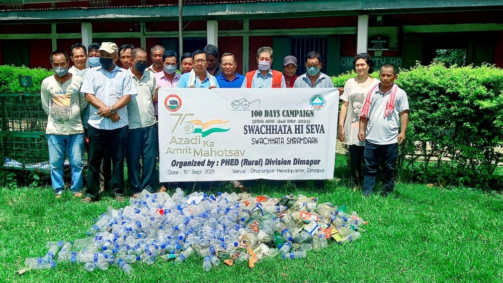 Attendees during the Swachhata Shramdaan organised by organised by PHED, Dimapur Rural division, Dimapur at Dhansiripar HQ Community Hall on September 15.