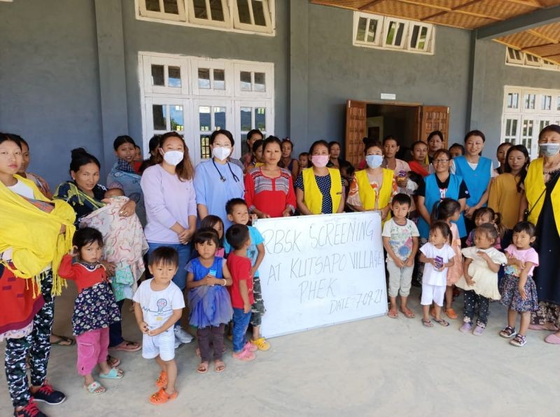 The RBSK team Phek during the screening of children at an Anganwadi Centre under Phek district. The team visited 10 AWCs from September 7-20. (Photo: District Media Officer NHM, Phek)