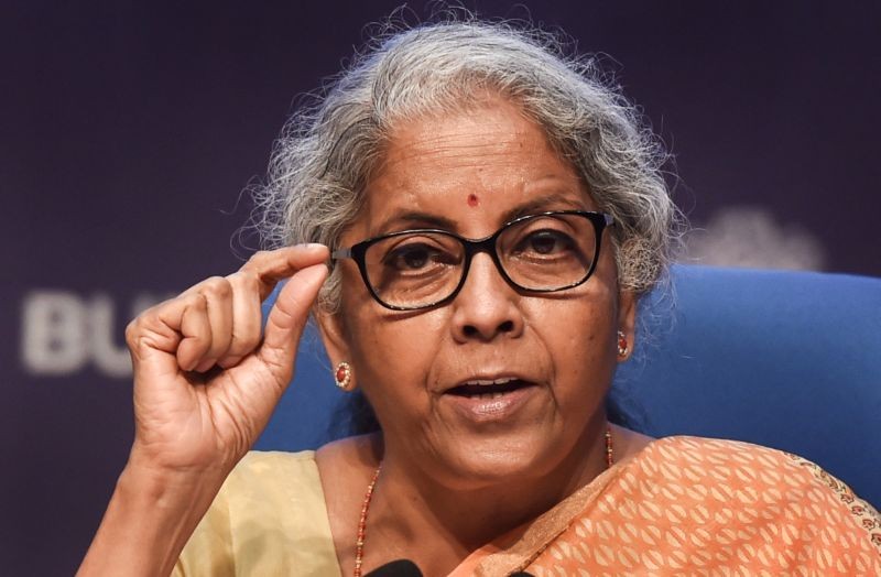 Union Finance Minister Nirmala Sitharaman speaks during a press conference at NMC in New Delhi on September 16. (PTI Photo)