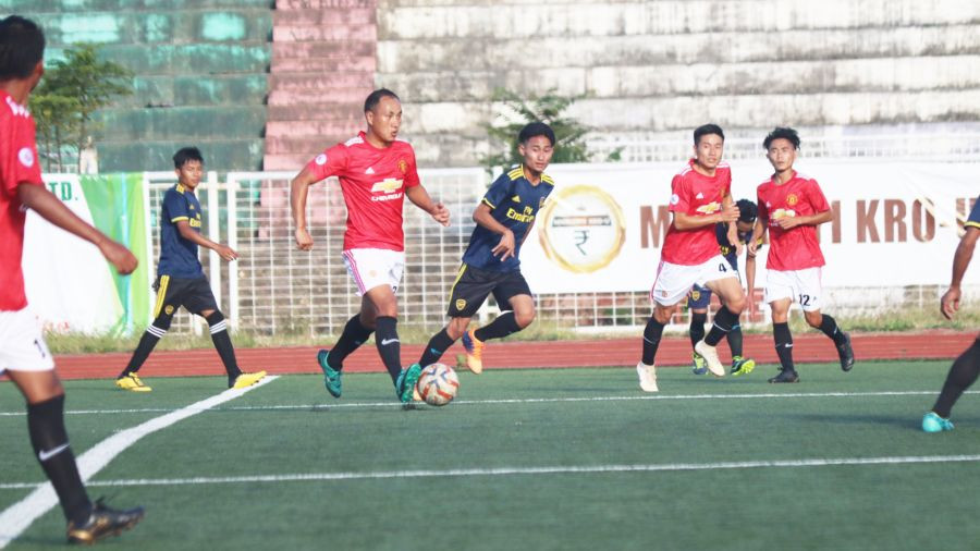 A match between 12 Tribes United FC and Chedema United underway on October 15.