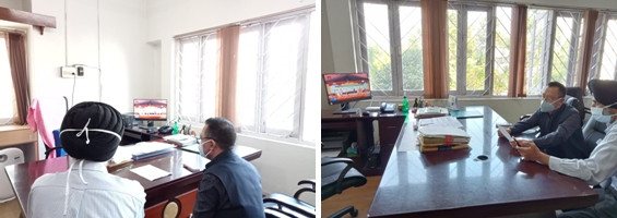 Health Minister, S Pangnyu Phom, and Amardeep Singh Bhatia, Principal Secretary, H&FW joining the virtual launch of PMASBY.