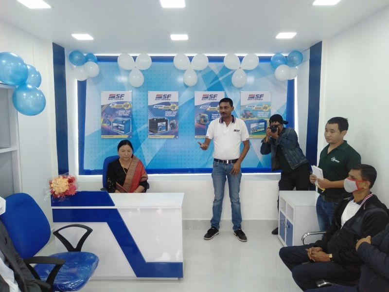 Officials and others during the inaugural of the SF Batteries PowerBay showroom in Kohima on October 27.