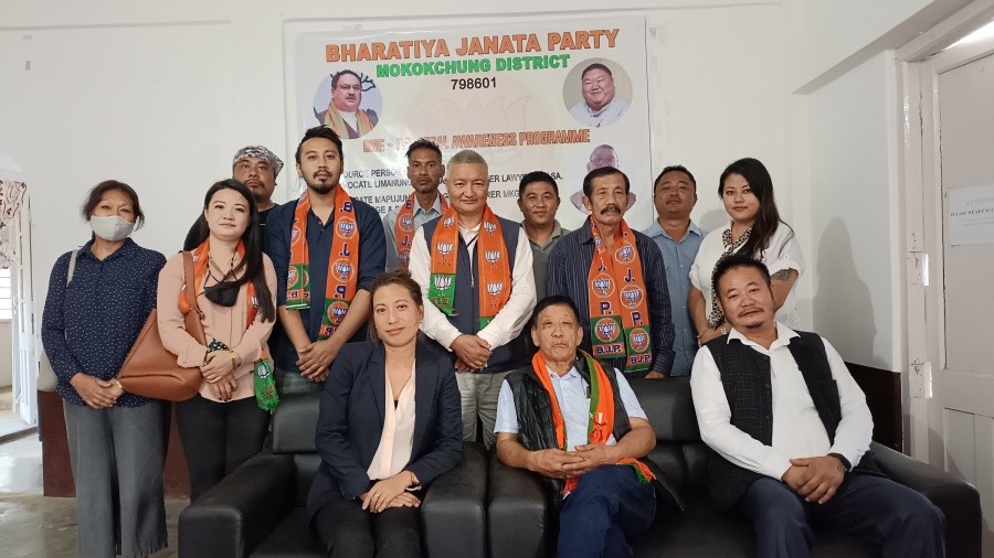 BJP President Mokokchung district, Imolemba Jamir (sitting middle) with resource persons, the advocates, and other BJP party officials after the ‘one-day legal awareness’ seminar on October 8. 