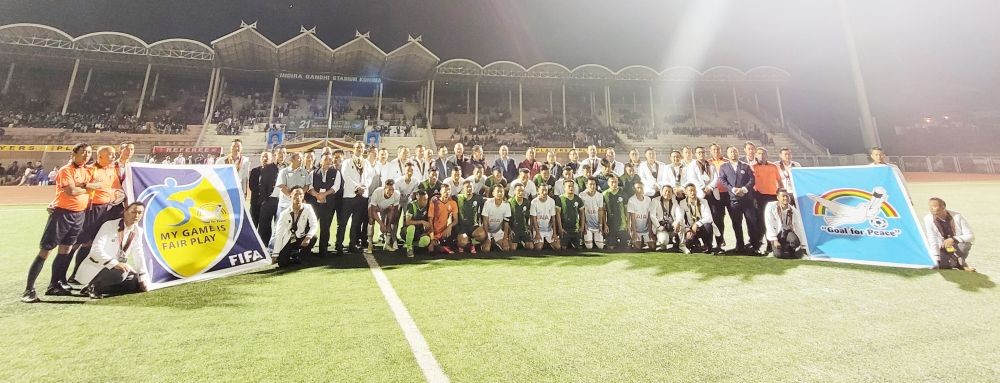 Minister Dikho with NSF, ASU and other dignitaries and players of the inaugural match on October 9. (Morung Photo)