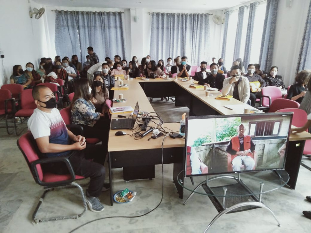 Officials and participants of orientation programme for ISA on Jal Jeevan Mission at the conference hall of PHED Directorate, Kohima on October 22.