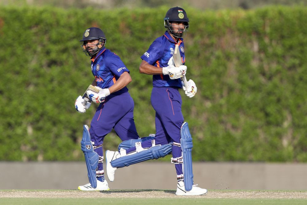 Dubai: India's Rohit Sharma, left, and teammate KL Rahul run between the wickets during the Cricket Twenty20 World Cup warm-up match between India and Australia in Dubai, UAE, Wednesday, Oct. 20, 2021. AP/PTI