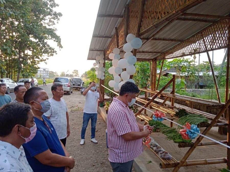 Abu Metha, Advisor to Chief Minister Nagaland inaugurates marketing shed constructed by Nagaland Bamboo Development Agency at Sovima in the presence of Tarep Imchen, Mission Director and Village Council Members of Sovima on October 16.