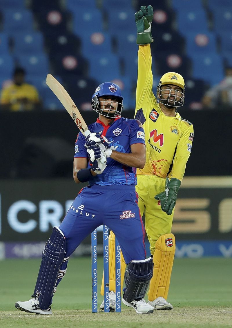 MS Dhoni, captain of Chennai Super Kings appeals for the wicket of Axar Patel during the Indian Premier League qualifier 1 cricket match between Delhi Capitals and Chennai Super Kings, at the Dubai International Stadium in Dubai, UAE on October 10, 2021. (PTI Photo)